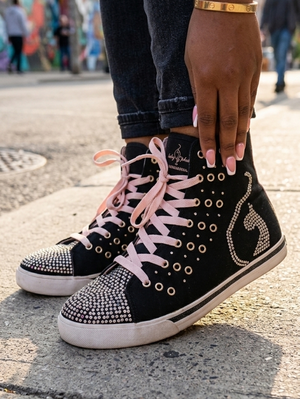 Vintage babyphat hightop bling y2k sneakers